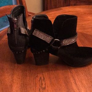 Not Rated Shoes - Not rated Velvet bootie with blingey accent Not Rated Shoes - Not rated Velvet bootie with blingey accent